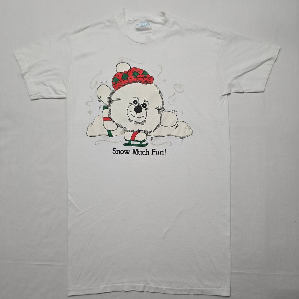 Vintage Sleeper Shirt OS  Snow Much fun Polar Bear White Short Sleeve Tee